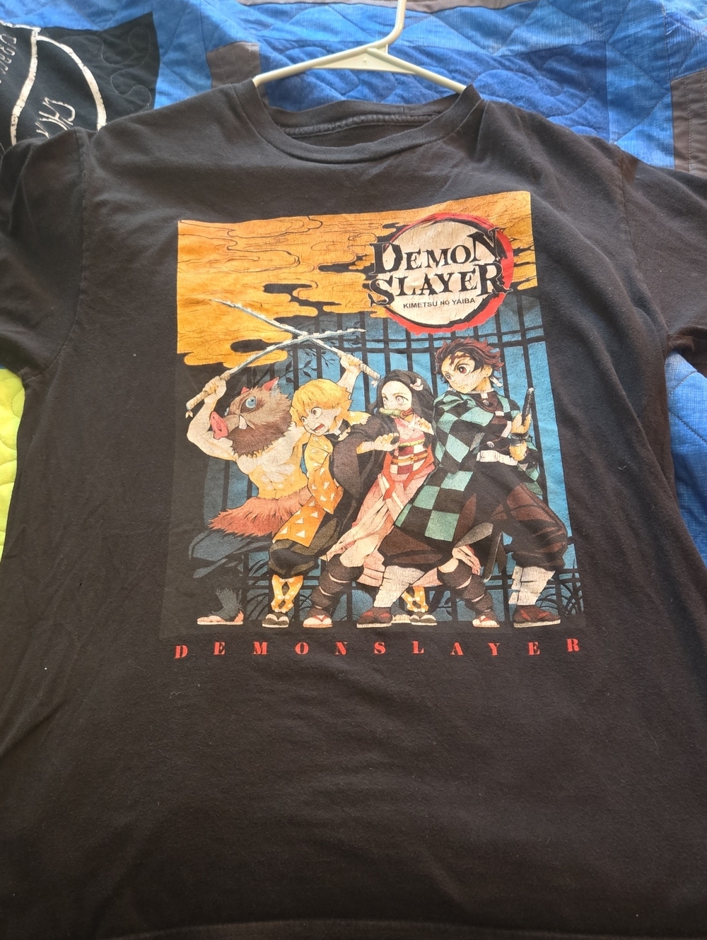 Demon Slayer Black Graphic Tee - Anime Crewneck Short Sleeve